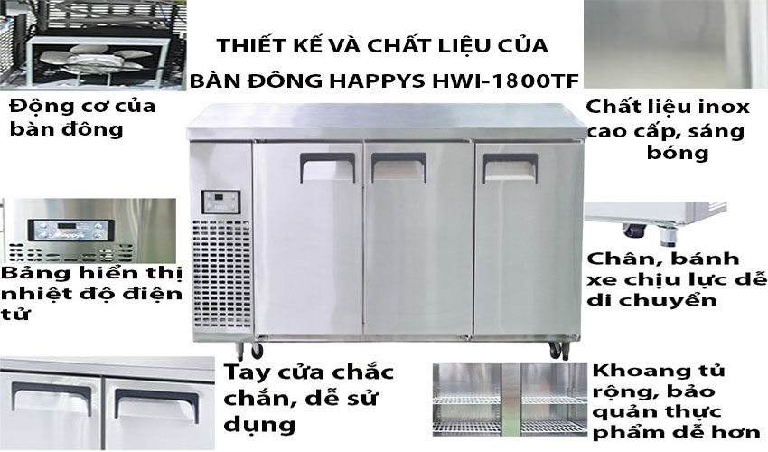 Bàn đông công nghiệp 3 cánh gián tiếp Happys HWI-1800TF - Hàng chính hãng
