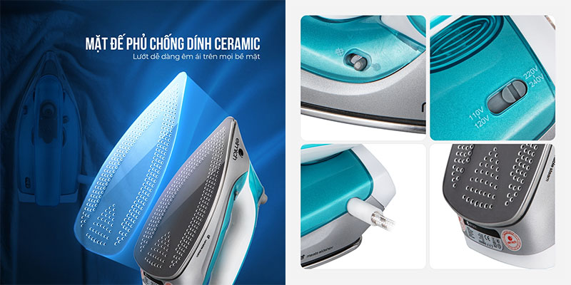 Thiết kế mặt đế của Bàn là hơi nước Elmich SIE-3438