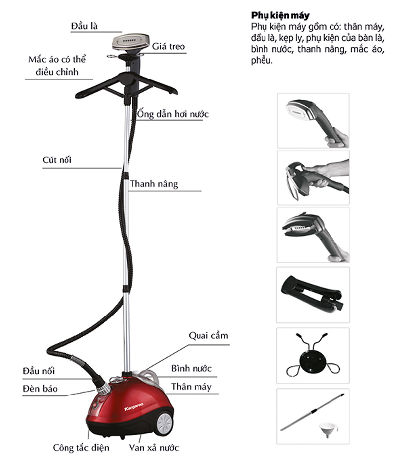 Bàn là hơi nước đứng Kangaroo KG756 - Hàng chính hãng