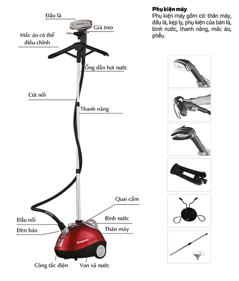 Bàn là hơi nước đứng Kangaroo KG758 - Hàng chính hãng