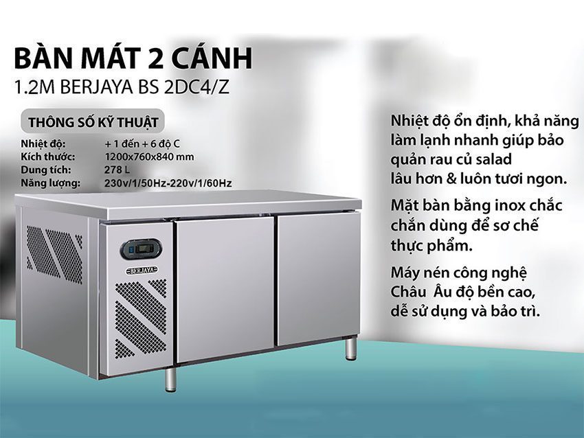 Bàn mát 1.2m Berjaya BS2DC4/Z - Hàng chính hãng