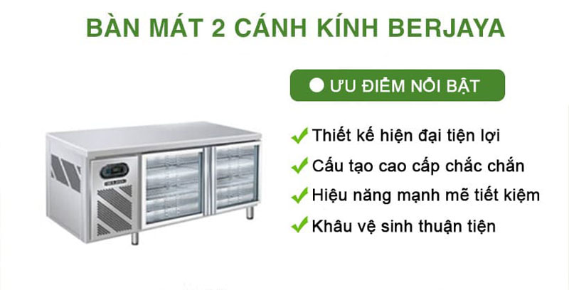 Bàn mát 2 cánh kính Berjaya B2D/C4/7-SM - Hàng chính hãng
