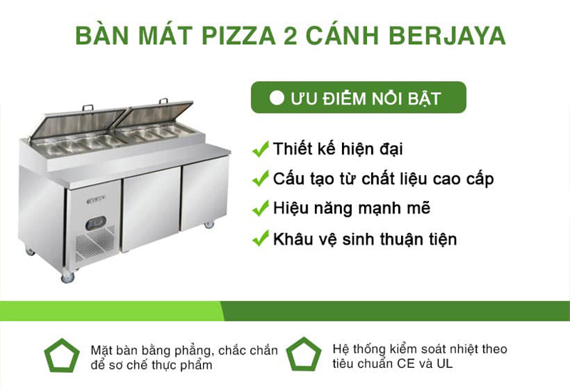 Bàn mát pizza 2 cánh Berjaya BS2D/PCF6/Z  - Hàng chính hãng