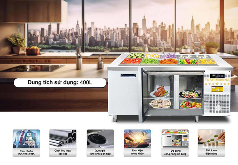 Dung tích 400L cùng công suất 500W giúp bảo quản thực phẩm được nhiều và hiệu quả nhất. 