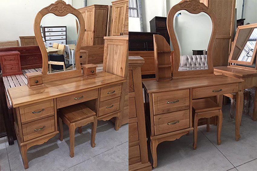 Bàn trang điểm gỗ sồi Mỹ 1m25 x 45 x 76 - Hàng chính hãng