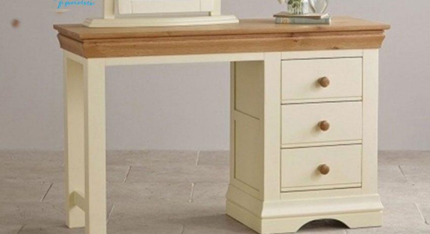 Bàn làm việc trắng mặt sồi