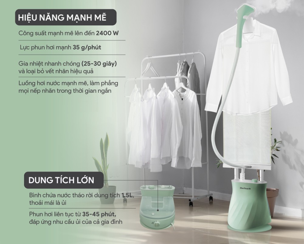 Công suất mạnh mẽ, hơi nước liên tục và ổn định, làm nóng nhanh