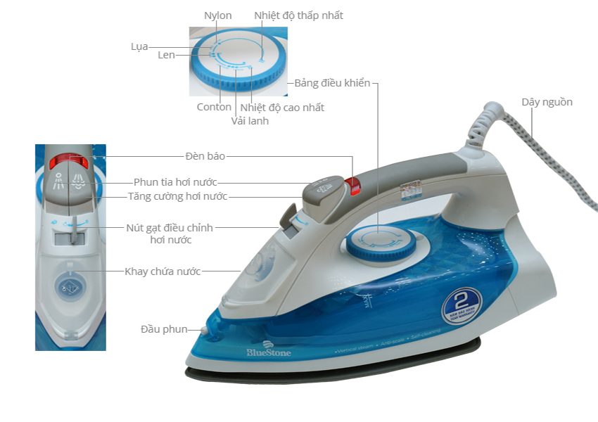 Bàn ủi hơi nước Bluestone SIB-3816 - Hàng chính hãng