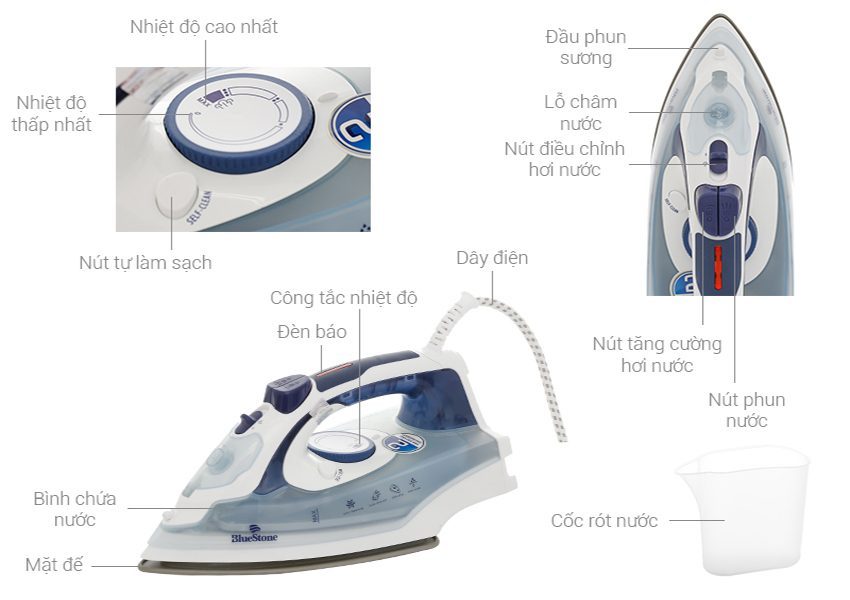 Bàn ủi hơi nước BluestoneSIB-3853 - Hàng chính hãng