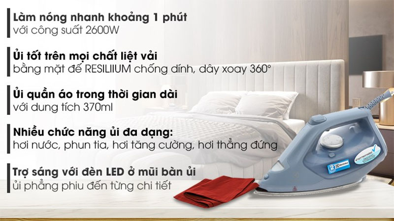 Bàn là hơi nước Electrolux E7SI1-80DB - Hàng chính hãng