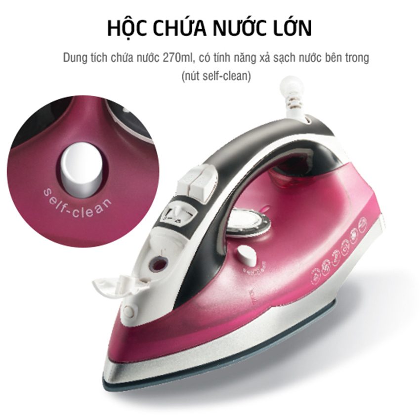 Bàn ủi hơi nước Lock & Lock ENI331RED - Hàng chính hãng