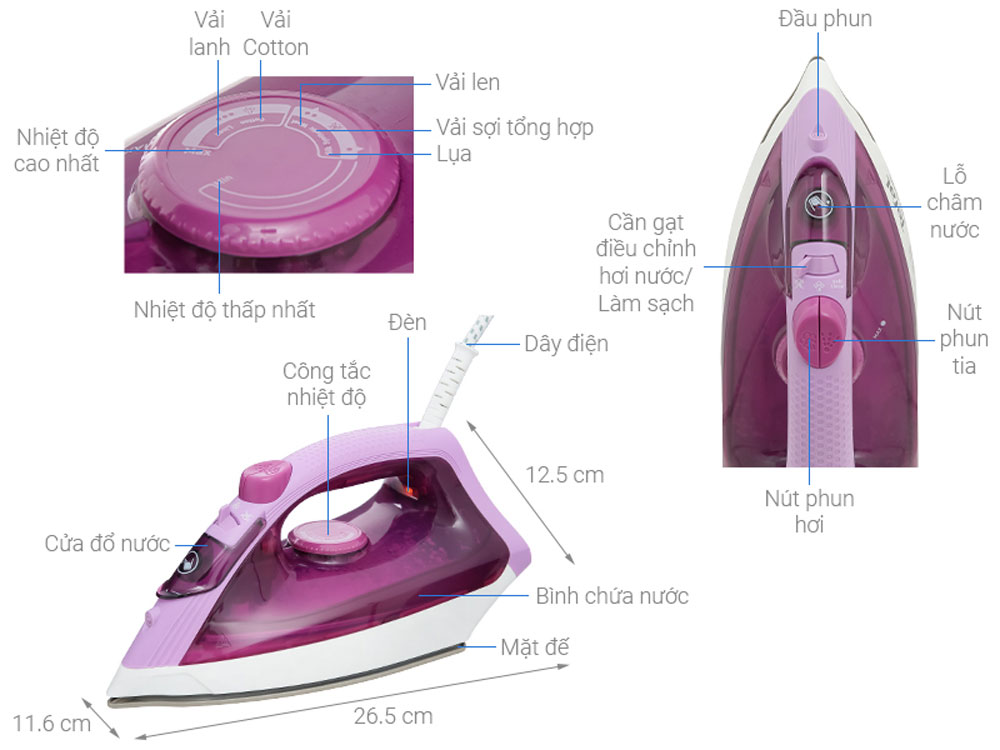 Bàn ủi hơi nước Tefal FV1955E0 - Hàng chính hãng
