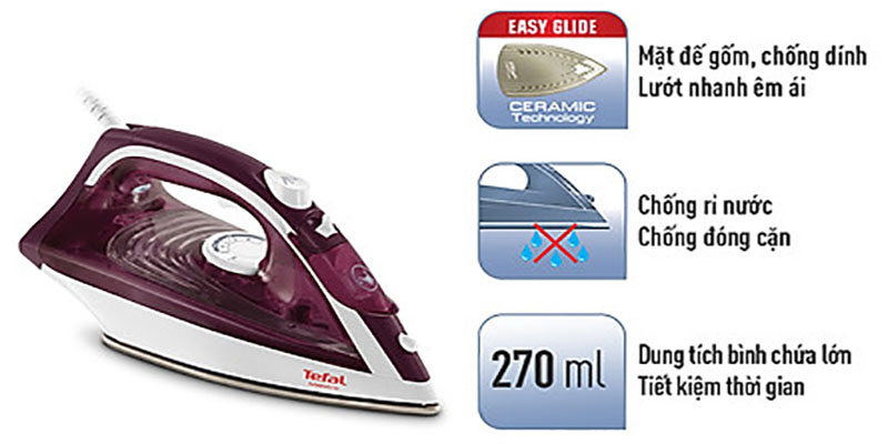 Bàn ủi hơi nước Tefal FV1844E0 - Hàng chính hãng