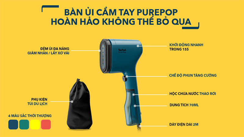 Bàn ủi hơi nước cầm tay Tefal DT2020E1 - Hàng chính hãng