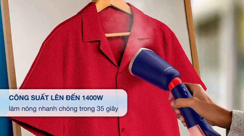 Công suất mạnh mẽ làm nóng bàn ủi nhanh chóng