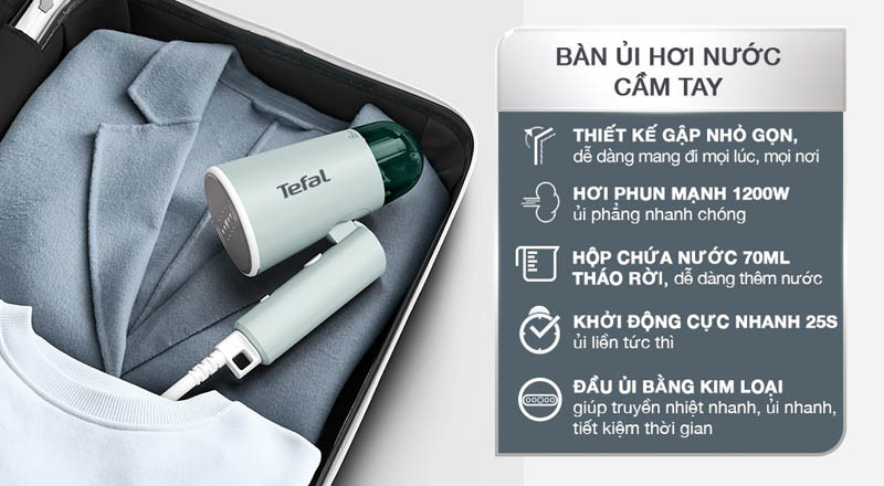 Bàn ủi hơi nước cầm tay Tefal DT1034E1 - Hàng chính hãng