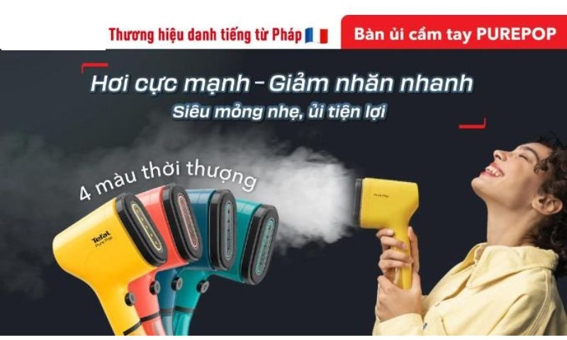 Bàn ủi hơi nước cầm tay Tefal PURE POP - Hàng chính hãng