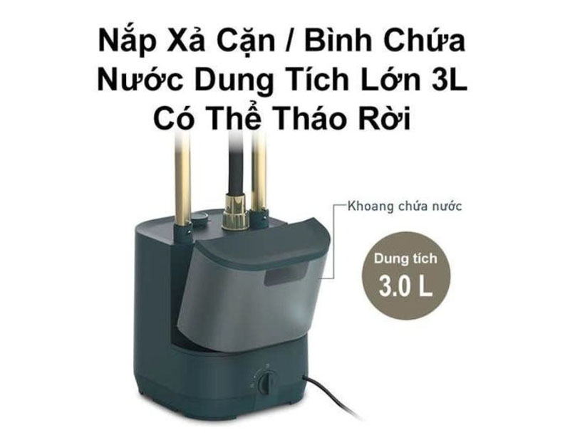 Bình chứa nước có dung tích lớn 3 lít cho khả năng ủi được số lượng lớn quần áo