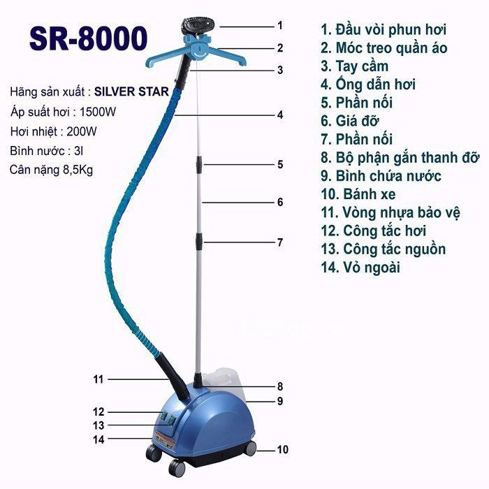 Bàn ủi hơi nước dùng công nghiệp Silver Star SR-8000