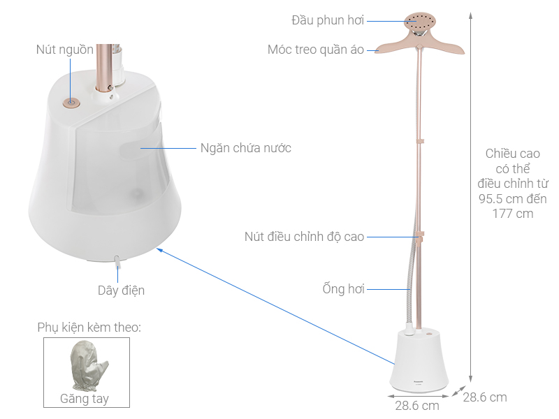 Bàn ủi hơi nước đứng Panasonic NI-GSG060WRA - Hàng chính hãng