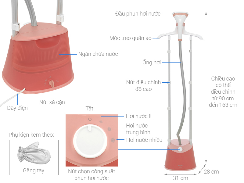 Bàn ủi hơi nước đứng Philips STE1020/40 - Hàng chính hãng