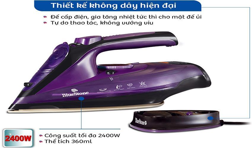 Bàn ủi hơi nước không dây Bluestone SIB-3854 - Hàng chính hãng