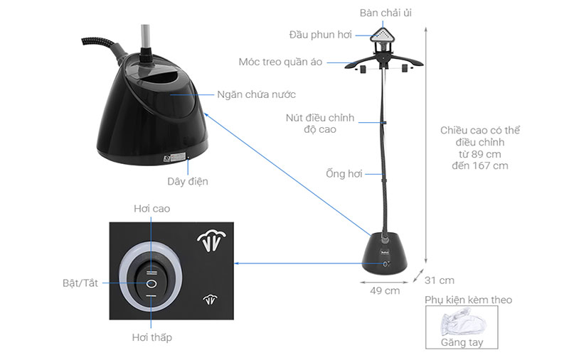 Bàn ủi hơi nước đứng Tefal IT2461E0 - Hàng chính hãng