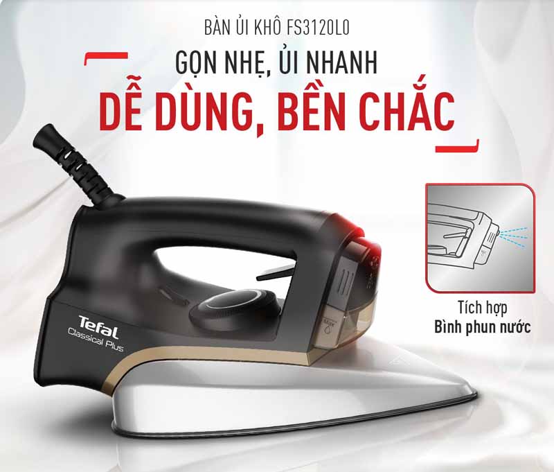 Bàn ủi khô kết hợp bình xịt Tefal FS3120L0 - Hàng chính hãng