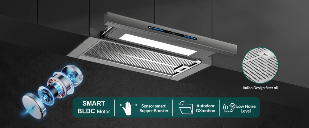 Hút mùi âm tủ , tự động mở cửa GrandX GX H70F75SG - Hàng chính hãng