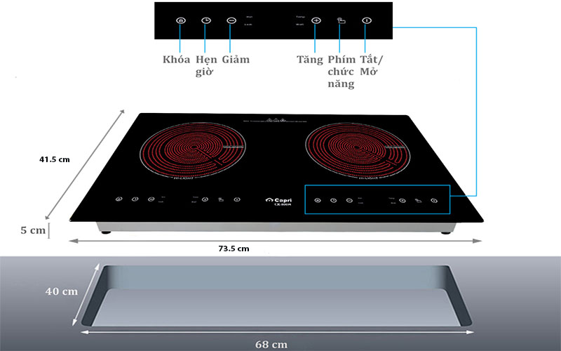 Bếp hồng ngoại đôi Capri CR-800H - Hàng chính hãng