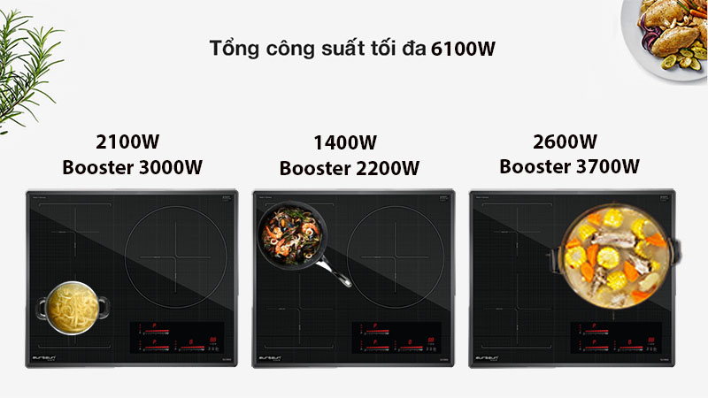 Công suất của Bếp 3 điện từ Inverter Eurosun EU-T905G