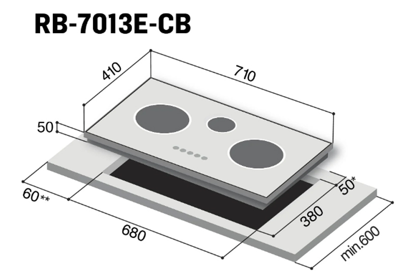 Bếp 3 vùng nấu Rinnai RB-7013E-CB - Hàng chính hãng