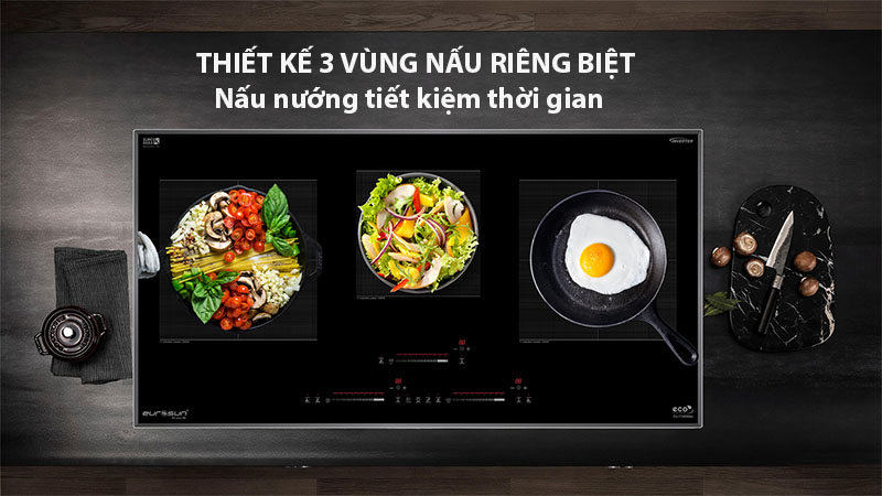 Bếp 3 điện từ Inverter Eurosun EU-T386Max - Hàng chính hãng