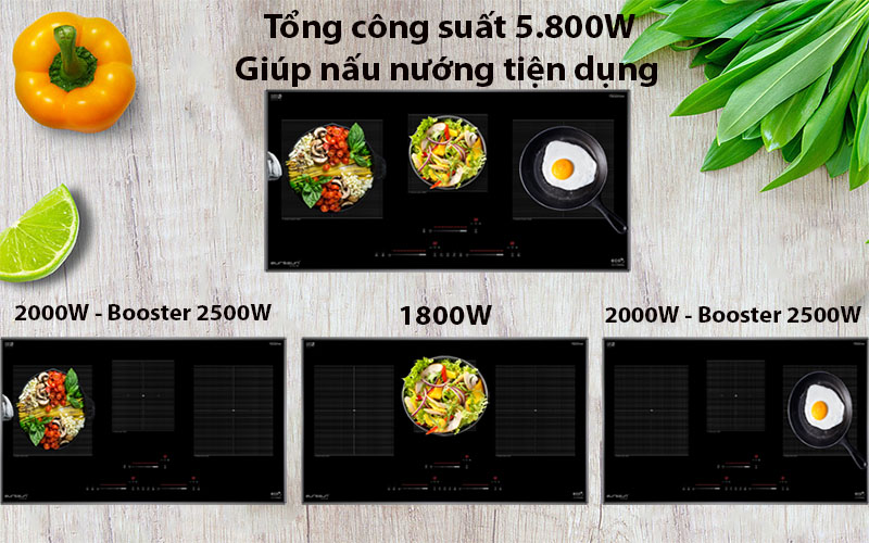 Bếp 3 điện từ Inverter Eurosun EU-T386Max - Hàng chính hãng
