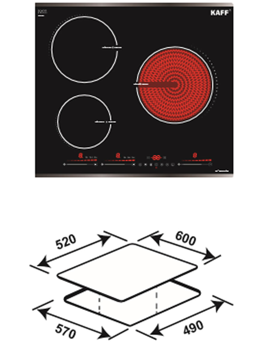 Bếp 3 điện từ hồng ngoại Kaff KF-SQ48QH Plus - Hàng chính hãng