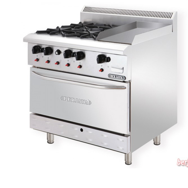 Bếp Âu 4 họng có lò nướng và rán phẳng Berjaya OB4GG1BWO-17 - Hàng chính hãng