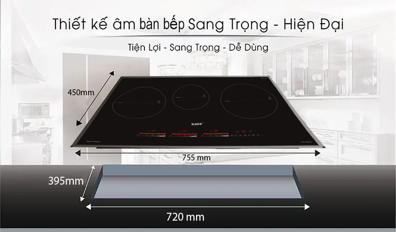 Kích thước của Bếp ba điện từ Kaff KF-IG3001II