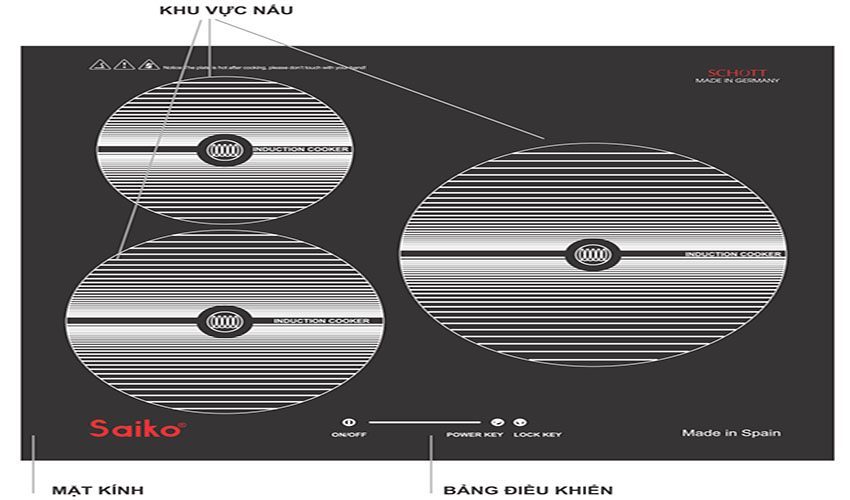 Bếp ba điện từ Saiko SK-6700 - Hàng chính hãng