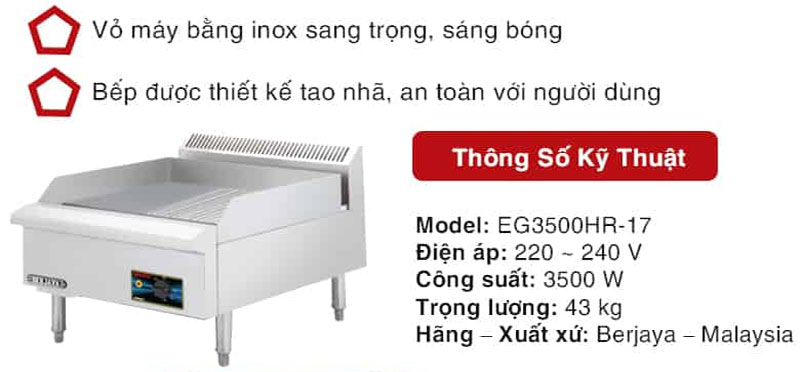 Bếp chiên điện công nghiệp Berjaya EG3500HR-17 - Hàng chính hãng