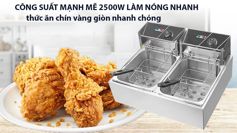 Bếp chiên nhúng điện đôi 2 Ngăn 6 Lít - Hàng chính hãng