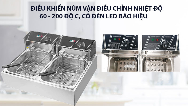 Bếp chiên nhúng điện đôi 2 Ngăn 6 Lít - Hàng chính hãng