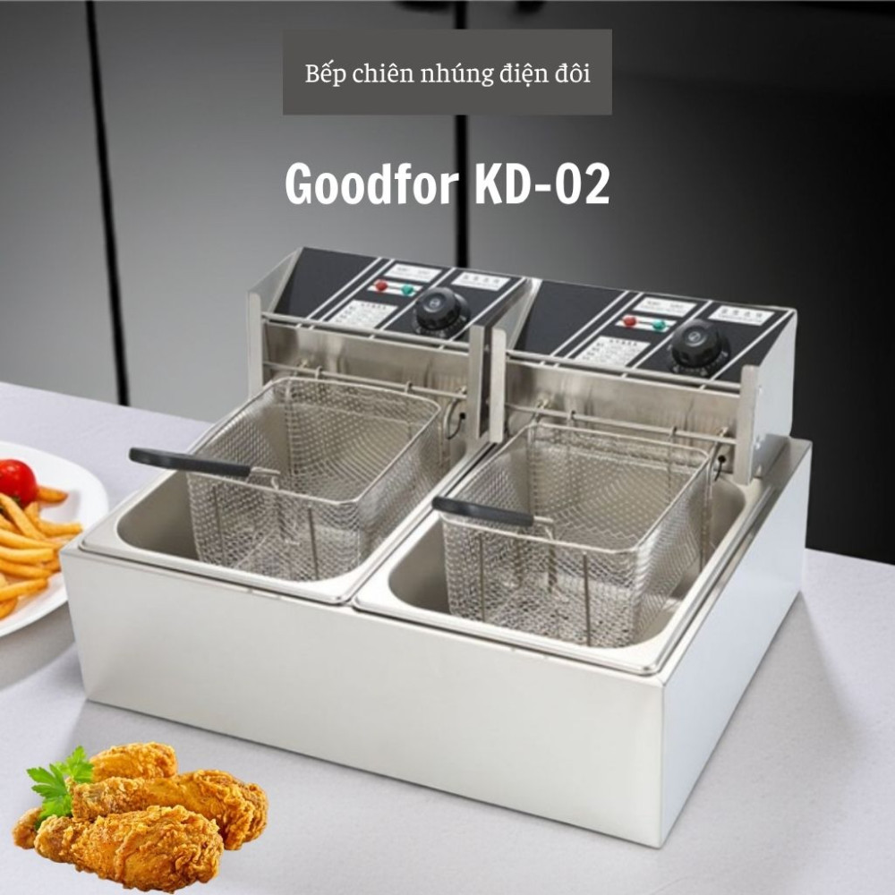 Bếp chiên nhúng điện đôi Goodfor KD-02 - Hàng chính hãng