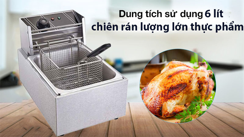 Bếp chiên nhúng điện đơn 1 ngăn 6 Lít - Hàng chính hãng