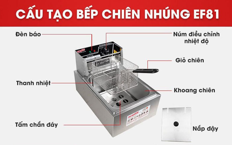 Cấu tạo của bếp chiên nhúng điện đơn Newsun EF81