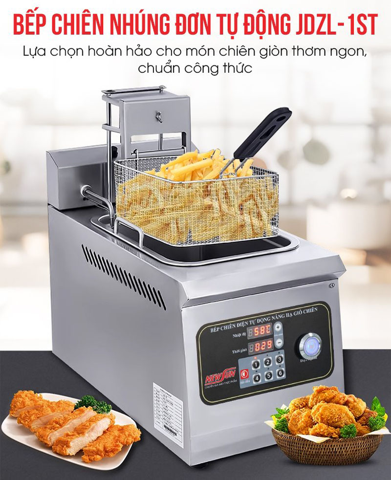 Chiên đa dạng các món ăn: khoai tây chiên, gà rán, chiên xúc xích, bò viên, cá viên,