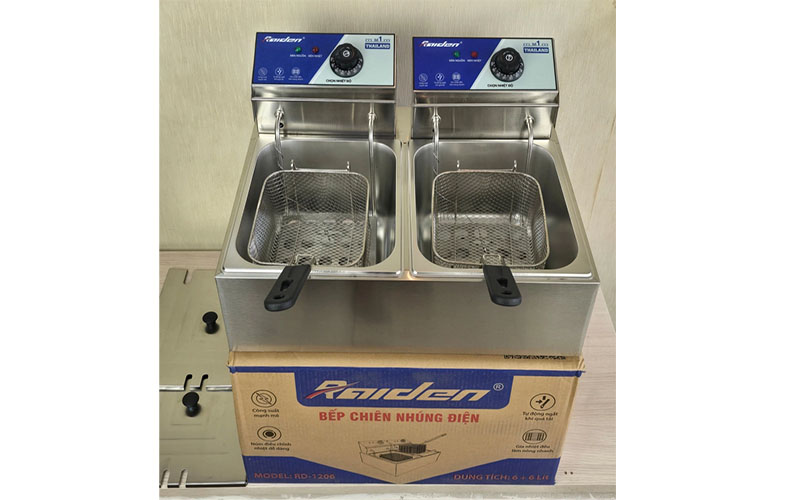 Bếp chiên nhúng điện đôi Raiden RD-1206 - Hàng chính hãng