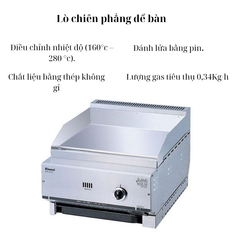 Tính năng nổi bật của lò chiên phẳng dùng gas Rinnai RSB-450H