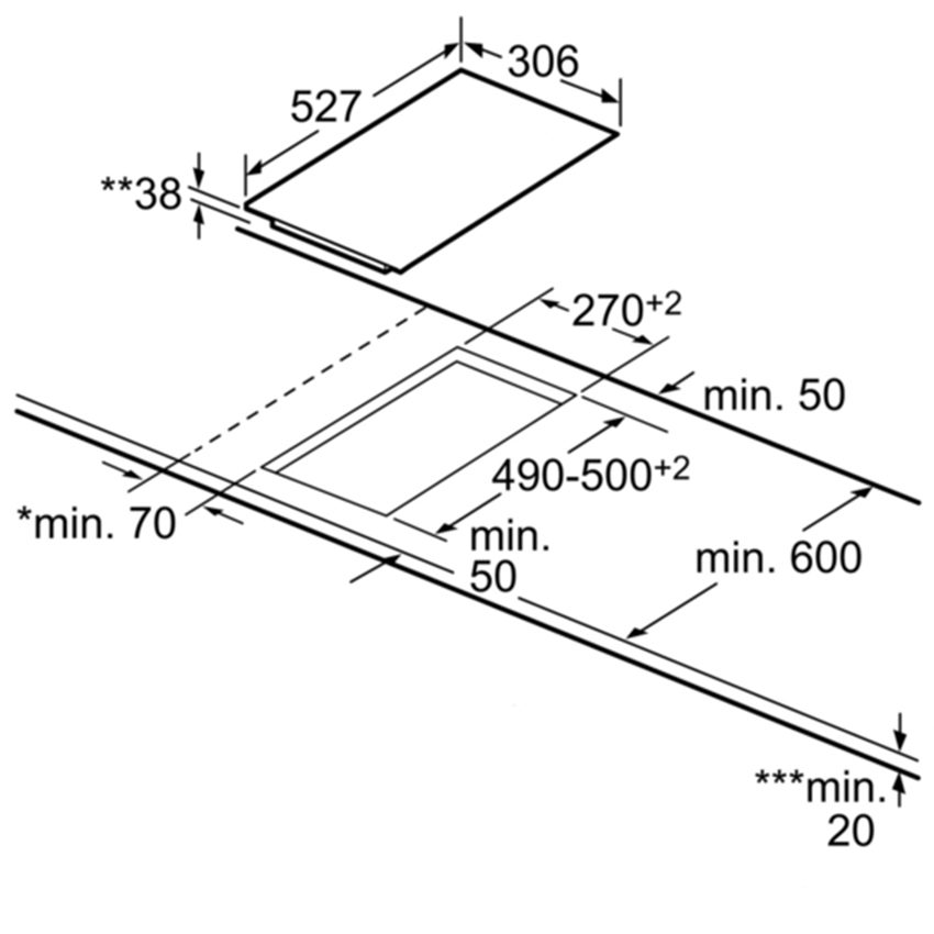 Kích thước của bếp điện Bosch PKF375FB1E