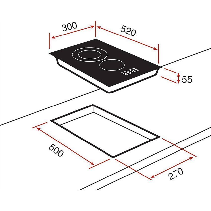 Kích thước của bếp điện Domino Teka VT-TC 2P.1