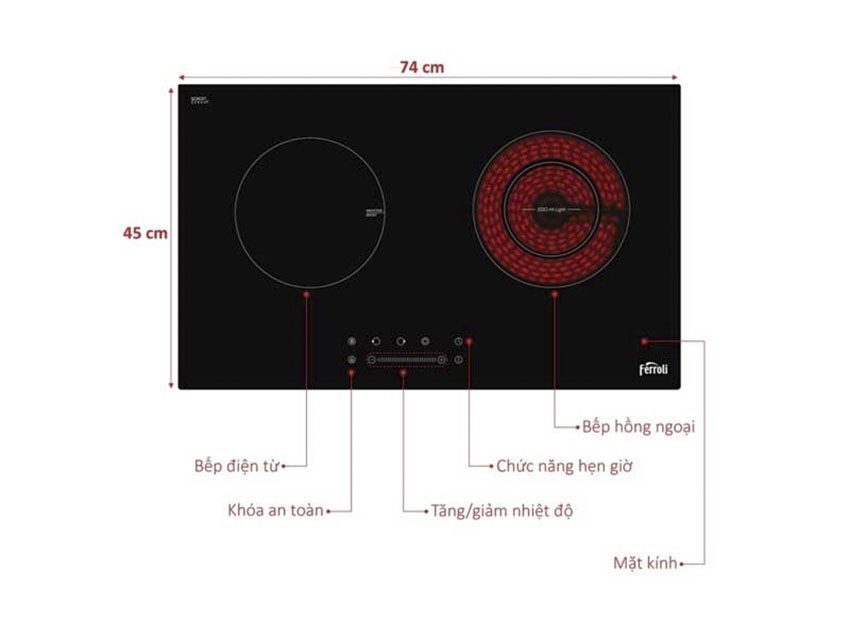 Bếp điện đôi Ferroli IC4200BN - Hàng chính hãng